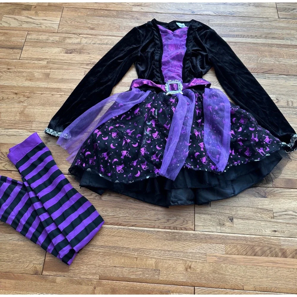 Kids Witch Costume Dress with Socks‎ Halloween Party Medium Spirit - Picture 2 of 9